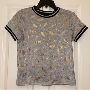 Papaya Gold Feather Print Shirt